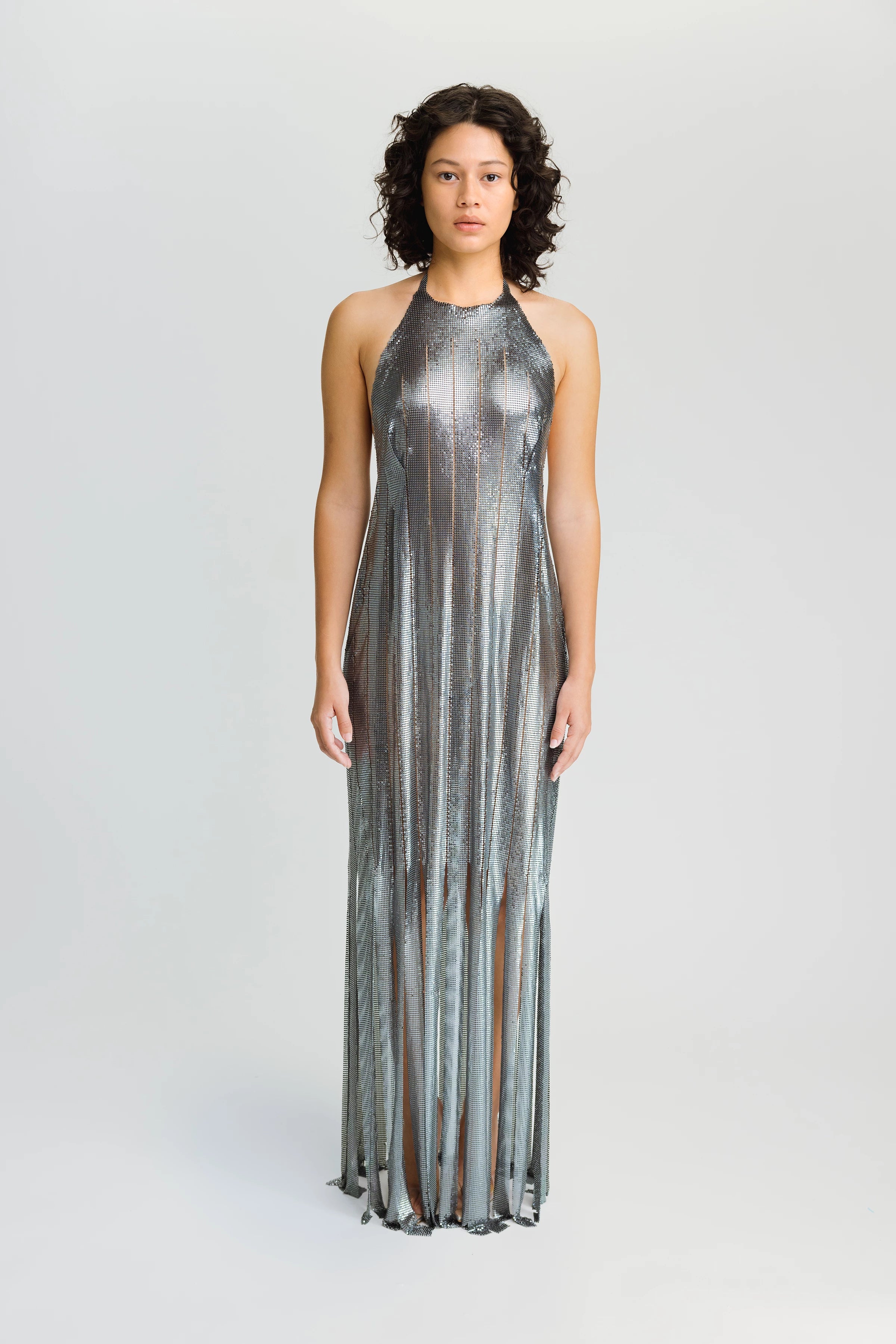 chainmail maxi dress Gold chainmail dress